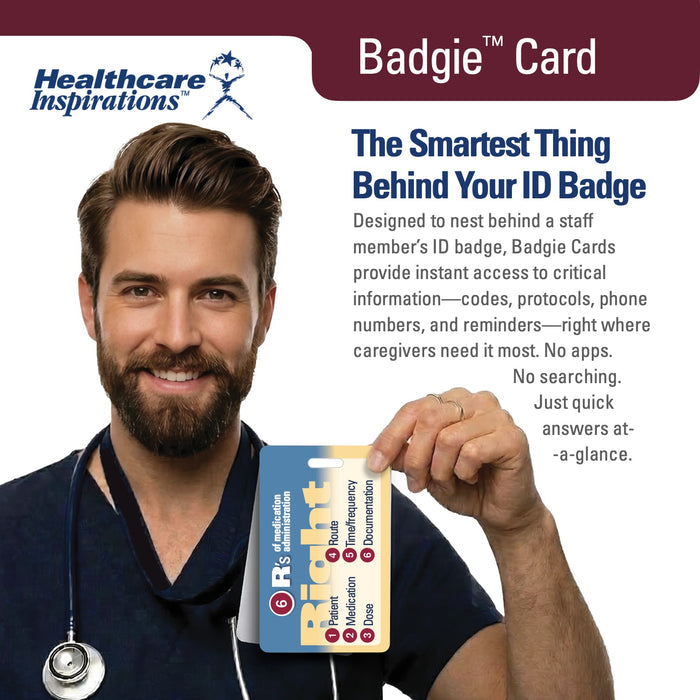 6 Rights of Medication Administration, medication safety, medication administration, patient safety, nursing medication reference, healthcare badge card, Badgie Card, right patient right drug right dose, medication error prevention, nursing education, clinical safety, medication compliance, hospital nursing tool, medication training, healthcare communication, bedside reference, medication administration rights, Joint Commission compliance, nurse badge reference, point of care tool