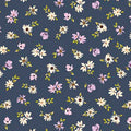 Floral Toss Navy- Serendipity Linen