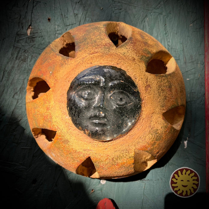Terra Cotta Sunface Sconce, Rustic Yellow