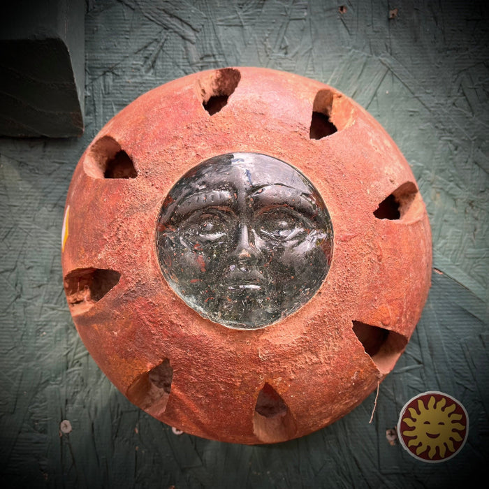 Terra Cotta Sunface Sconce, Rustic Red